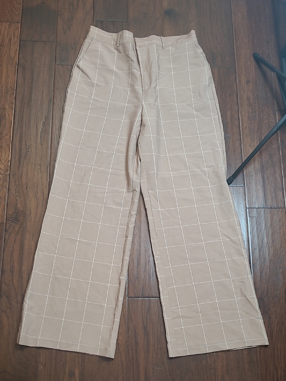 Bailey 44 Brown/Tan & White Windowpane Wide-Leg Pants size Large